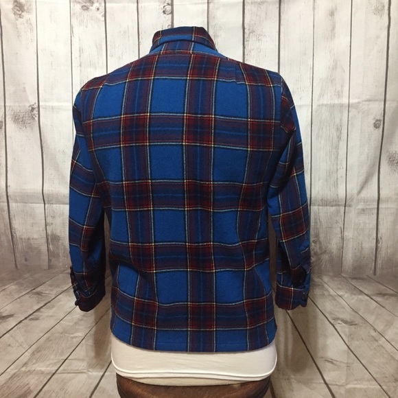 Vintage Pendleton Board Shirt M Blue Plaid Wool - Picture 2 of 7